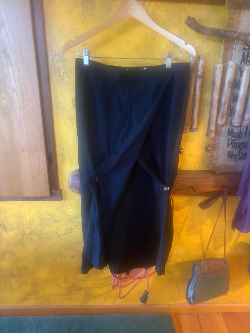 Betabrand Black Asymmetrical Wrap Skirt